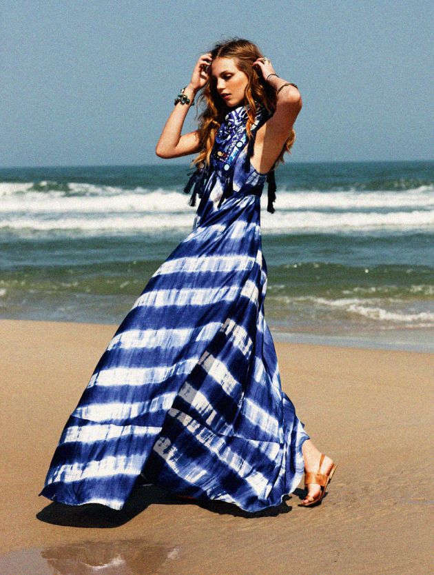 Maxi dress rayures bleu